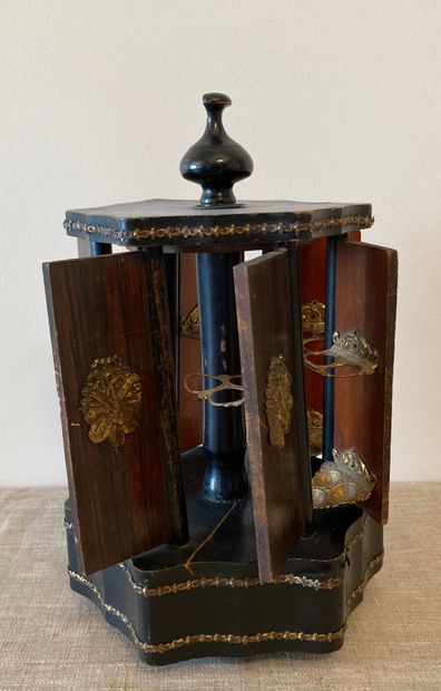 Cigar cellar in the form of a kiosk in blackened...