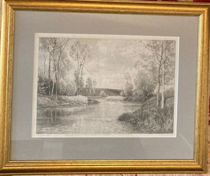 
Trois gravures : 

- une paire en couleurs,...