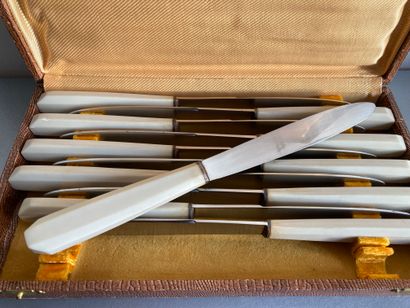 Two suites of knives with bakelite handles:...