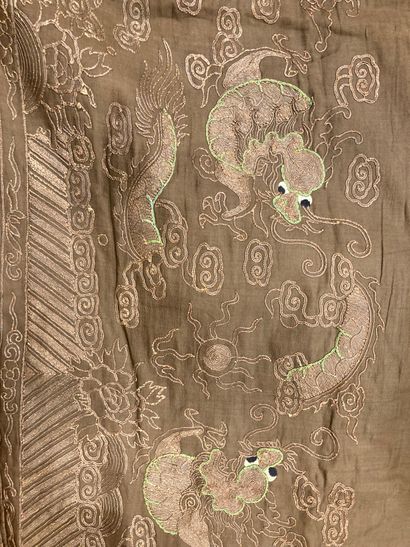 Set of Chinese embroideries, some on silk:...