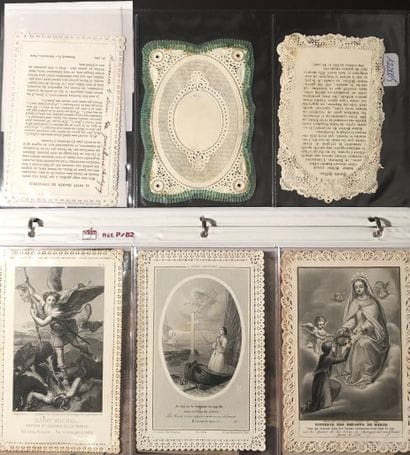 In a binder, thirty-eight pious images and...
