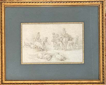 18th century FRENCH SCHOOL: PEASANT AND TROOPLE...