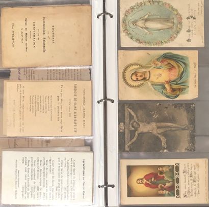 In a binder, thirty-eight pious images and...