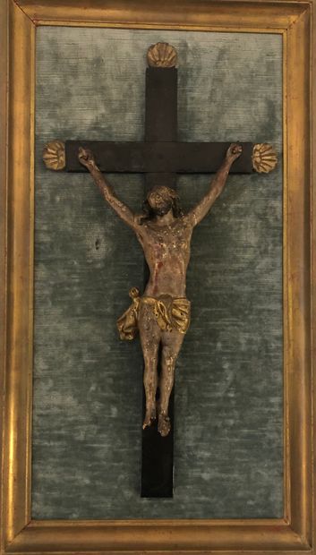 Christ in carved, painted, patinated and...