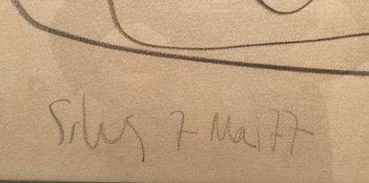 MODERN SCHOOL: BATHERS. Pencil, signed illegibly...