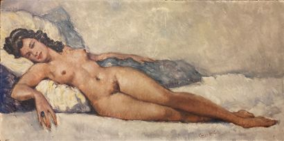 César VILOT (XXth): LENGTHY MODEL. Oil on...