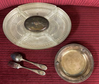 Set of silver plated metal including: a bowl...