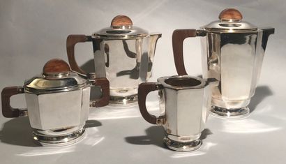 Four pieces of silver-plated metal tea and...