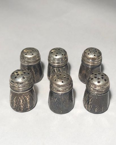 
Suite of six silver saltshakers (800), with...