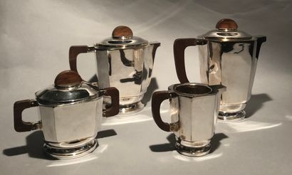 Four pieces of silver-plated metal tea and...
