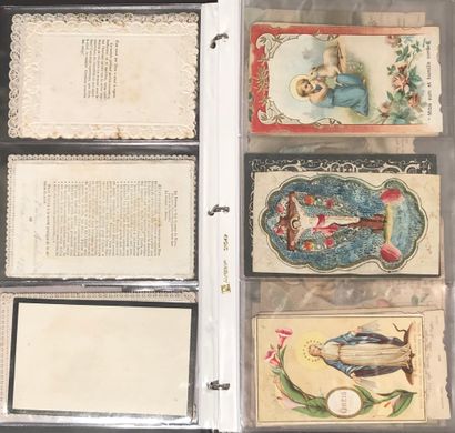 In a binder, thirty-eight pious images and...
