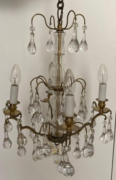 Small chandelier, the brass mounting with...