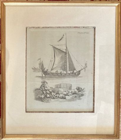 
Trois gravures en noir : 

- d'après un...