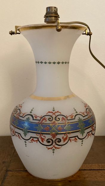 Opaline glass baluster vase decorated with...
