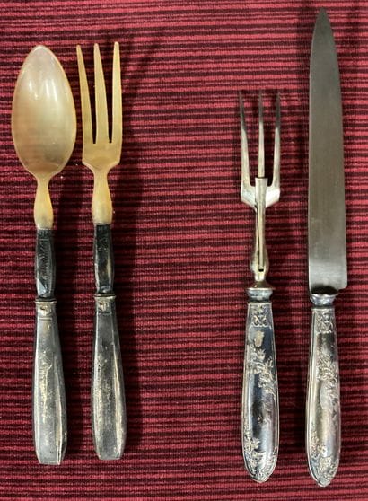Set of silver handles (925), including :...