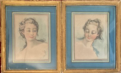 Three prints of engravings in colors, after...