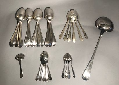 Set in silver plated metal, including: a...