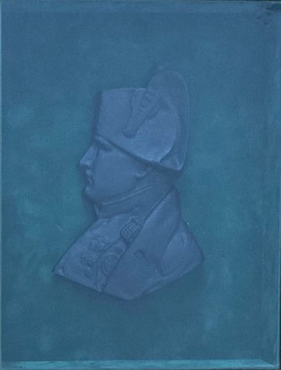 Profile of Napoleon I in patinated cast iron,...