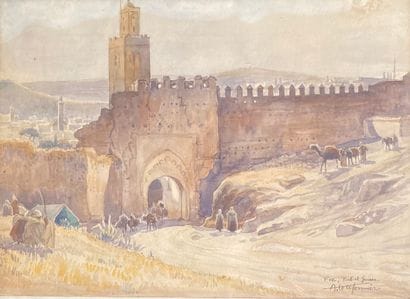 A. THE TIFONNIER : FEZ - BAB EL SUISSA. Watercolor,...