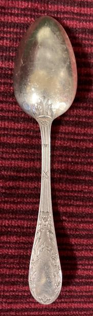 Twelve small spoons in silver plated metal...
