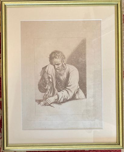 Two engravings : - one in black : THE VIRGIN...