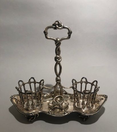 Silver (925) oil cruet, the tray, the supports...