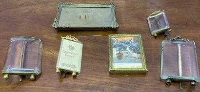 Set of six photographic frames in brass or...