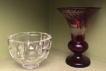 ORREFORS. Crystal cup with cut ribs and hemispherical...