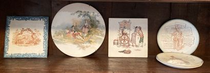 Mannette of earthenware: trivet with printed...