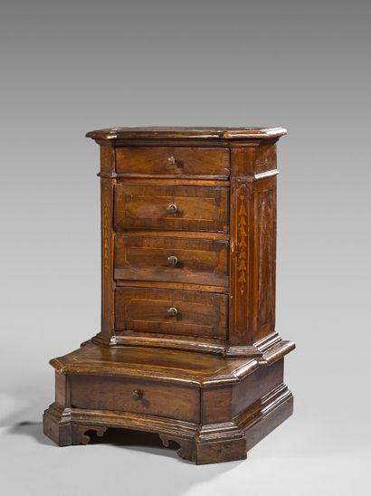 Prie-Dieu in fruitwood inlaid with light...