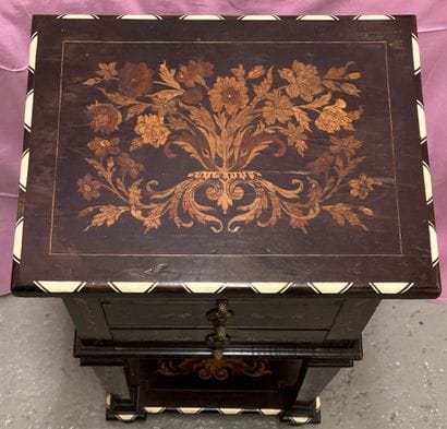 Small bedside table in rosewood and blackened...
