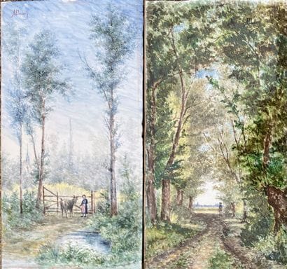 MR DUBOY. Pair of earthenware plates with...
