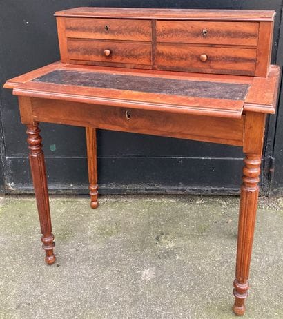 Small mahogany and mahogany veneer desk,...