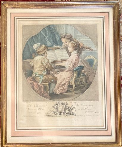 Three prints : - the first one in black,...