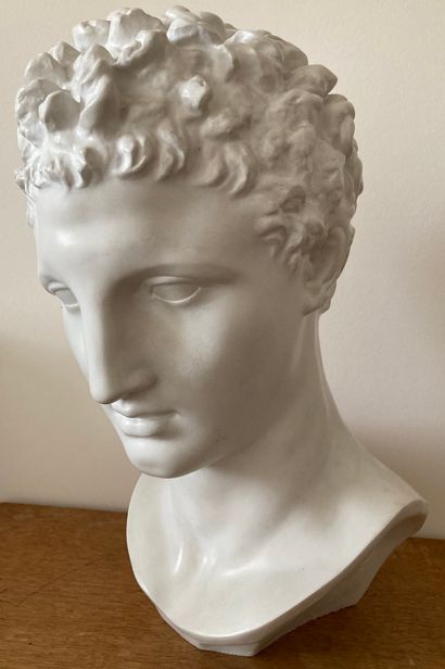 Head of Hermes of Olympia in white molded...