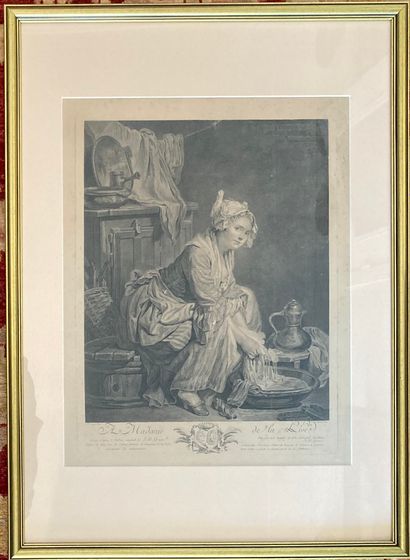 Two engravings in black : - after Jean-Baptiste...