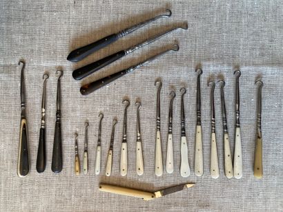 
Set of small boot pullers with bone, ivory,...