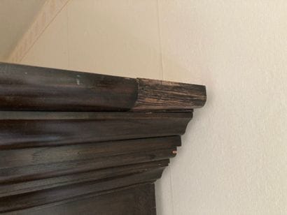 Important cabinet in natural wood with dark...
