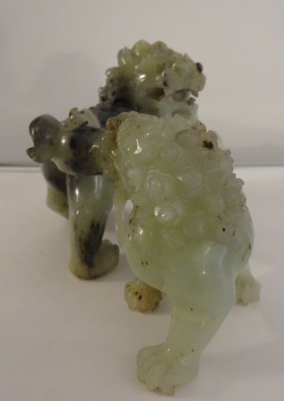 CHINA, 20th century. Set in celadon serpentine:...