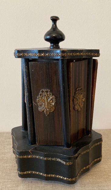 Cigar cellar in the form of a kiosk in blackened...
