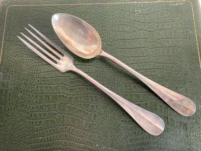 Suite of twelve silver plated flatware, uniplat...