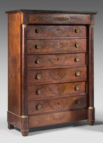 Chiffonnier in mahogany and mahogany veneer,...