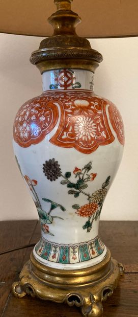 Chinese porcelain baluster vase with polychrome...