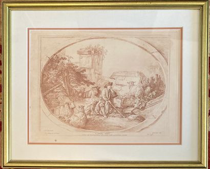 Three prints : - the first one in black,...
