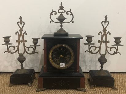 
Pair of bronze candlesticks, with two arms...