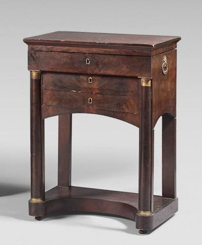 Mahogany and mahogany veneer work table with...