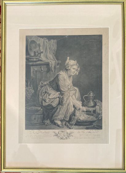 Two engravings in black : - after Jean-Baptiste...