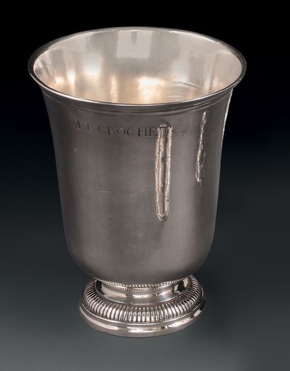 Silver tulip tumbler, the pedestal with gadroon...