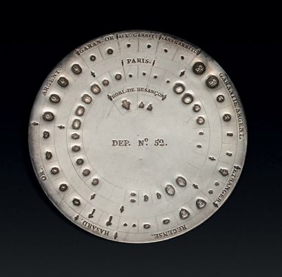 Plaque d'insculpation en cuivre argenté,...
