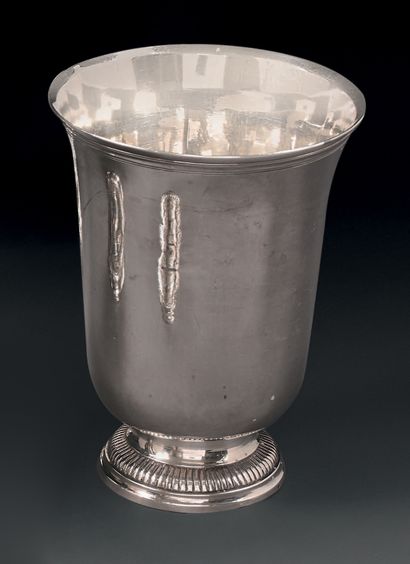 Silver tulip tumbler, the pedestal with gadroon...